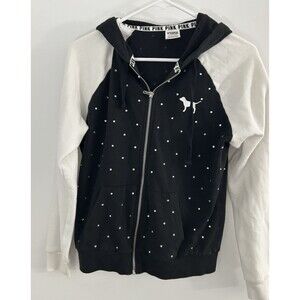 Victoria’s Secret PINK Black and White Polka Dot Embellished Dog Jacket Small